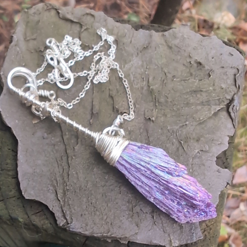 Purple Kyanite Witches Broom Necklace